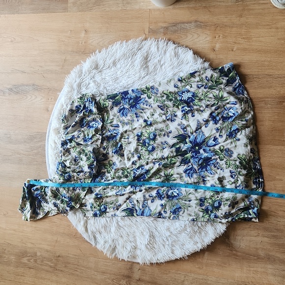 Warehouse Lily Print One Shoulder Ruffle Top Dress Size 10 Blue Floral Print - Picture 7 of 10